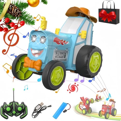 YuuFcy Ferngesteuertes Auto, Jumping Stunt Car Toys, ferngesteuertes verrücktes springendes Auto, 360° rotierendes wiederaufladbares, Tanzendes Autospielzeug mit Musiklichtern (B) von YuuFcy