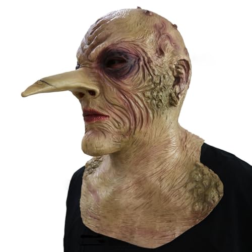 Gruselige Spukhaus-Zombie-Maske mit langer Nase - perfekt für Halloween-Horror und Streiche für Ihre Freunde von Yuulibux