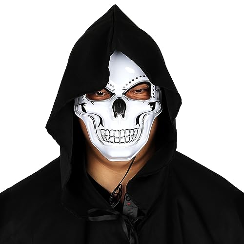 Halloween LED Terrifying Skull Mask Terror Killer Mask Becoming The Brightest Person At A Makeup Ball, Beige, L von Yuulibux