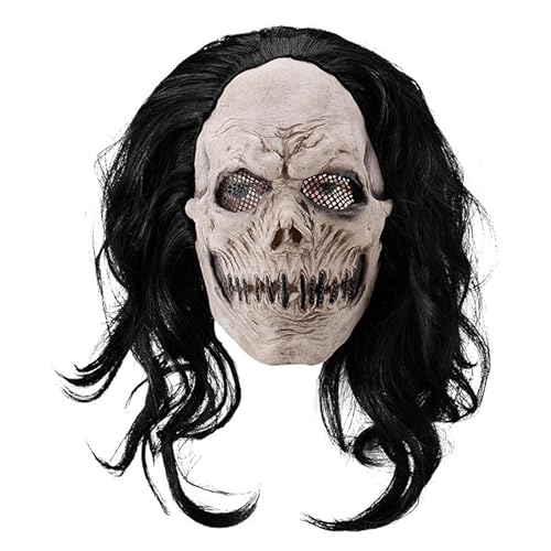 Halloween Vampirmaske - Perfekt für Kostümparty Bar Tanzen, Schwarze Haarmaske Hörner für Auftritte von Yuulibux