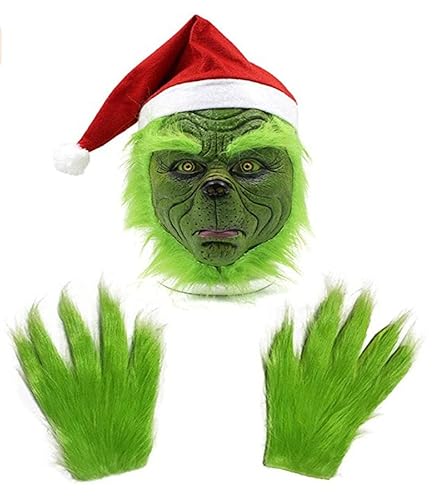 Halloween Weihnachten Grün Monster Maske Party Weihnachten Monster Handschuhe Gott Dieb Grün Monster Maske, Grün , L von Yuulibux