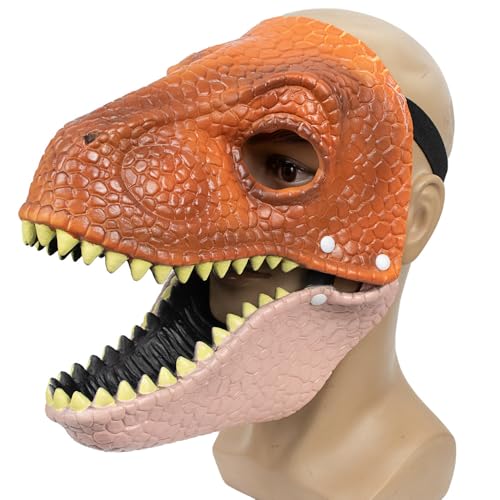 Terrify Your Friends with the Moving Jaw Halloween Dinosaurier Maske Unleash Your Inner Beast Terrifying Animal Mask (Gelb) von Yuulibux