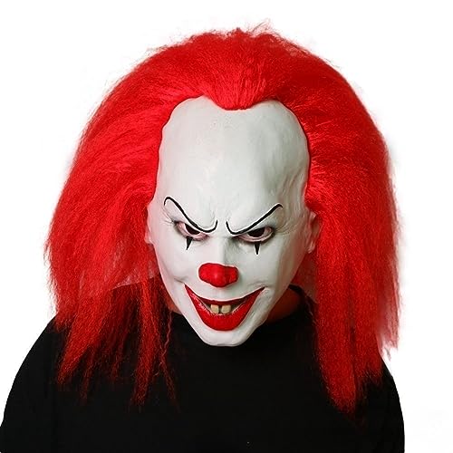 Terrifying Herren Erwachsene Halloween Red Stephen King's It Clown Pennywise Cosplay Clown Maske, Rot/Ausflug, einfarbig (Getaway Solids), L von Yuulibux