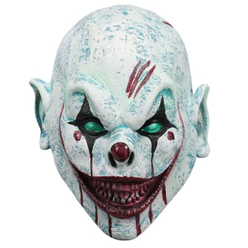 Yuulibux 2024 Horrifying Clown Maske für Halloween - gruselige und blutige Joker Gesichtsbedeckung für Kostümparty und Cosplay von Yuulibux