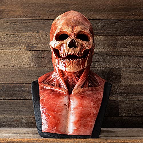 Yuulibux Blutige gruselige Skelettmaske mit Biogefährdungsblut für Halloween Biohazard Scary Skull Maske (rot) von Yuulibux