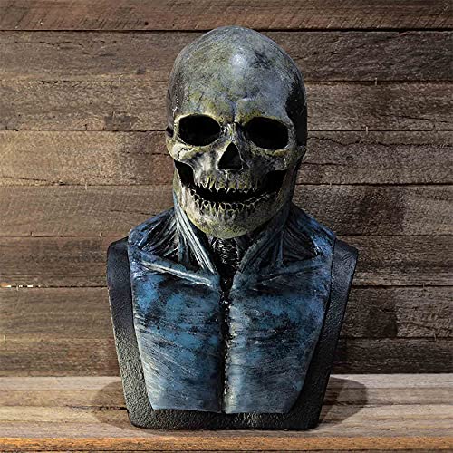 Yuulibux Blutige gruselige Skelettmaske mit Biohazard Blut für Halloween Biohazard Scary Skull Maske (dunkelgrau) von Yuulibux