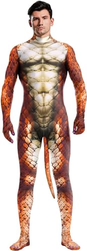 Yuulibux Ganzkörper-Drachen-Kostüm mit Schwanz, für Cosplay und Halloween, Halloween, 3D-Tier-Muskel-Jumpsuit-Partys (XXXL, A) von Yuulibux