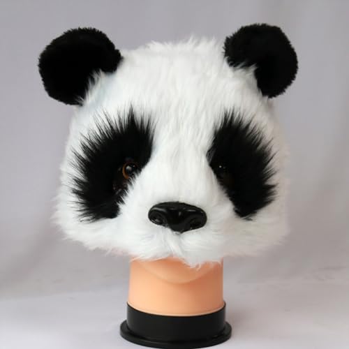 Yuulibux - Halbgesichtsmaske aus Plüsch, Tiermaske für Partys und Halloween-Kostüme, niedliches und lustiges Kopfbedeckungszubehör (Panda) von Yuulibux