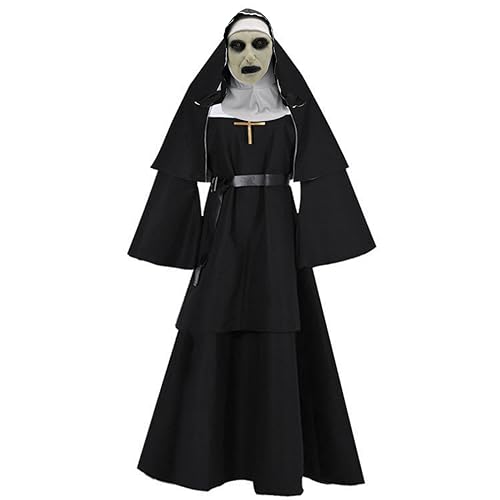 Yuulibux Halloween-Kleid "The Nonne", Geisterschwester, Cos, Saint Vida, Terror, Schwester, Pastor, Cosplay-Kleid (XL, Kleidung + Maske) von Yuulibux