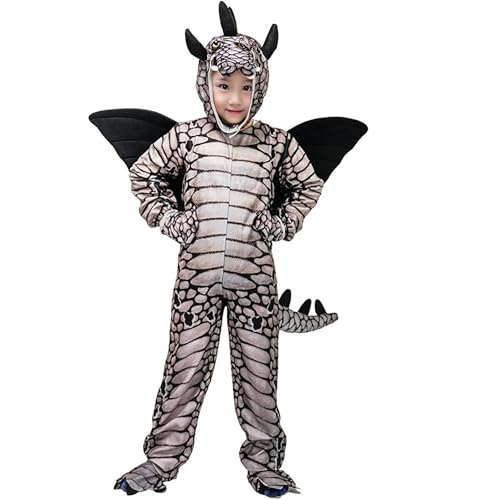 Yuulibux Kinder Dinosaurier Dress Up Kostüm mit Schwanz Halloween Cosplay Party Requisiten Schwert Drache 7-9Y von Yuulibux