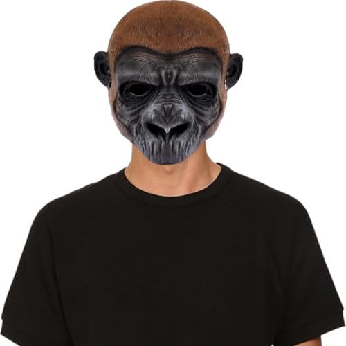 Yuulibux Lustige und realistische Affenmaske aus PU-Schaum, für Halloween-Partys und Festivals, Gorilla-Maske von Yuulibux