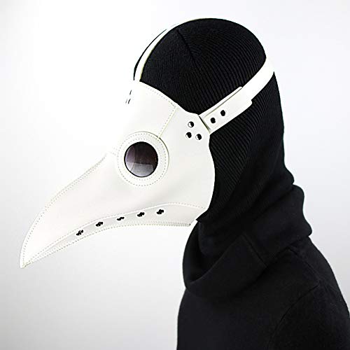 Yuulibux Pu Leder Pest Doktor Maske für Halloween Cosplay Festival Party Karneval Kostüm Requisiten Performance Maske (Weiß) von Yuulibux