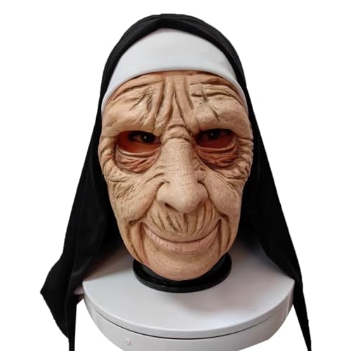 Yuulibux Realistische Horror Nonne Maske für Halloween Party und Cosplay mit lebensechten Funktionen und Ausdruck von Yuulibux