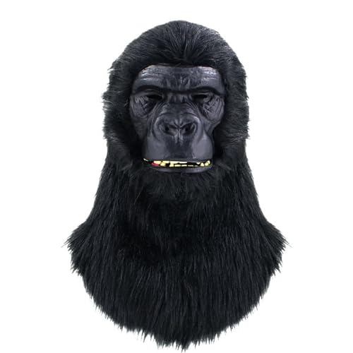 Yuulibux Realistische Tierkopfmaske mit beweglichem Mund – perfekt für Halloween und Kostümpartys, lustige Veranstaltungen (Gorilla) von Yuulibux