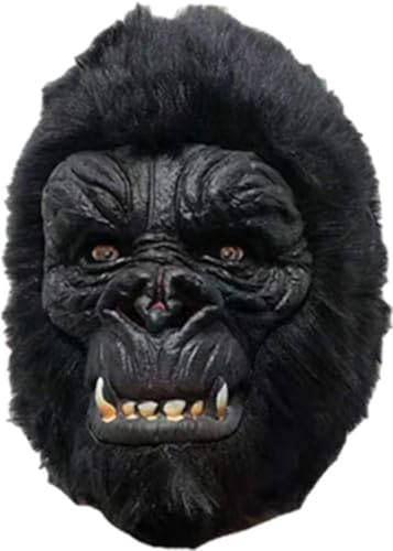 Yuulibux Realistische Vollkopf-Gorilla-Maske für Halloween, Cosplay und Maskerade-Partys – Einheitsgröße passt den meisten Erwachsenen von Yuulibux