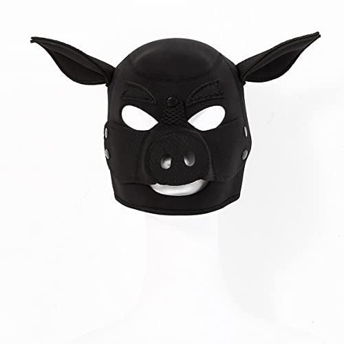 Yuulibux Rosa Schwein Maske für Erwachsene - Tierkopf Kostüm für Cosplay oder Performance, perfekt für Paare (Schwarz) von Yuulibux