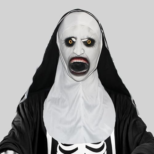 Yuulibux Terrifying Nonne Maske - Gruselige Halloween-Party-Kostüm-Accessoire, Maskerade (A) von Yuulibux