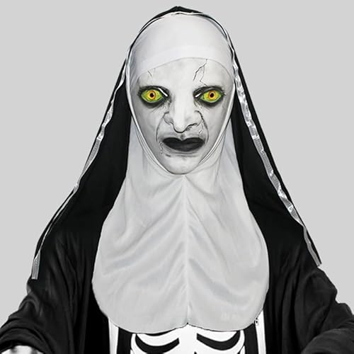 Yuulibux Terrifying Nonne Maske - Gruselige Halloween-Party-Kostüm-Accessoire, Maskerade (B) von Yuulibux