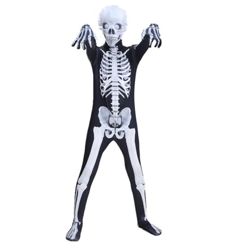 Yuulibux Zombie Skelett Kostüm Bodysuit für Halloween Auftritte und Spukhäuser Cosplay, B, 130cm von Yuulibux