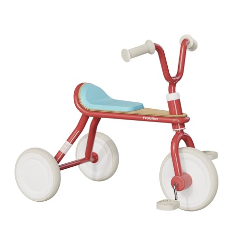 Yvolution Classic Trike Red - Bequeme verblasste Handgriffe, Holzeinsatz, kompakte Stahlkonstruktion, pannensichere Eva-Räder von Yvolution