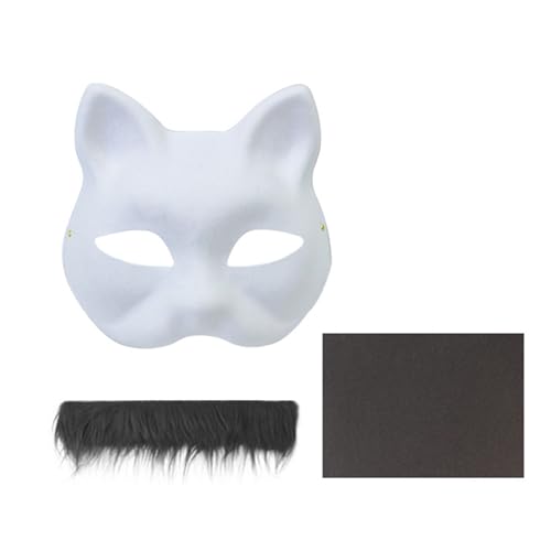 Ywmsfl Handbemaltes Katzen-Set für Kinder, Maskerade, Halloween, Cosplay, halb unbemalt, Füchse, Tier von Ywmsfl