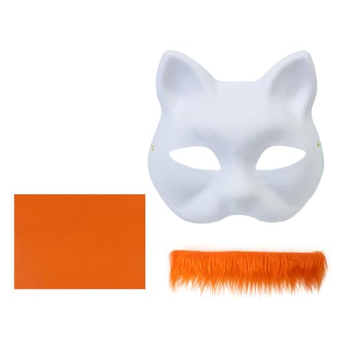 Ywmsfl Handbemaltes Katzen-Set für Kinder, Maskerade, Halloween, Cosplay, halb unbemalt, Füchse, Tier von Ywmsfl