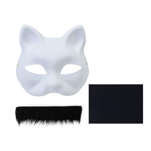 Ywmsfl Handbemaltes Katzen-Set für Kinder, Maskerade, Halloween, Cosplay, halb unbemalt, Füchse, Tier von Ywmsfl