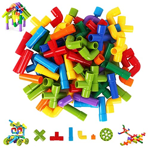 Yxian Bausteine Set DIY Wasserrohr Bausteine Spielzeug Spielzeug Geschenk für Kinder Rohrbausteine (76 Stück) von Yxian