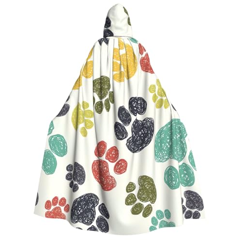 Yyoretp Unisex niedlicher bunter Hundepfotenabdruck, Erwachsenen-Kapuzenumhang für Halloween, Cosplay, Todesvampir-Kostüme Yyoretp Unisex niedlicher bunter Hundepfotenabdruck, Erwachsenen-Kapuzenumhang für Halloween, Cosplay, Todesvampir-Kostüme von Yyoretp
