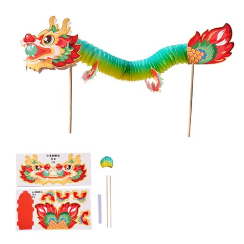 Chinesische 3D-Papierpuppe, Tanzdrache, Montagespielzeug-Set für Kinder, Teenager, Erwachsene, interaktives 3D-Papierdrachenpuppen-Bastelset von Yzdysg