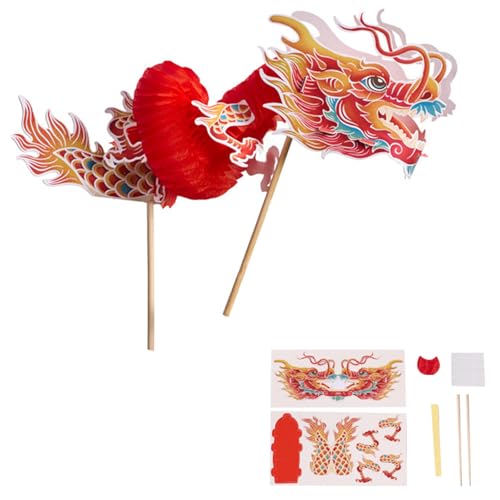 Chinesische 3D-Papierpuppe, Tanzdrache, Montagespielzeug-Set für Kinder, Teenager, Erwachsene, interaktives 3D-Papierdrachenpuppen-Bastelset von Yzdysg