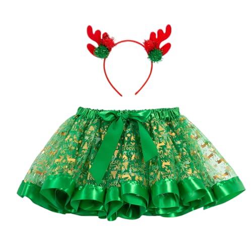 Yzdysg 2pcs Prinzessinnen Kostüm Für Geburtstagsfeier Mit Weihnacht Rentier Stirnband Tutus Rock Accessoires Für Mädchen Mit Weihnachten von Yzdysg