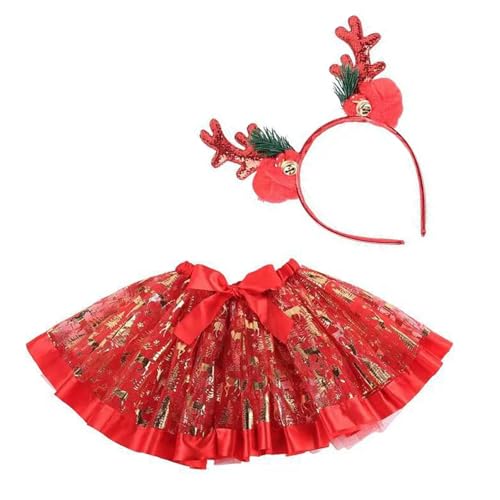 Yzdysg 2pcs Prinzessinnen Kostüm Für Geburtstagsfeier Mit Weihnacht Rentier Stirnband Tutus Rock Accessoires Für Mädchen Mit Weihnachten von Yzdysg