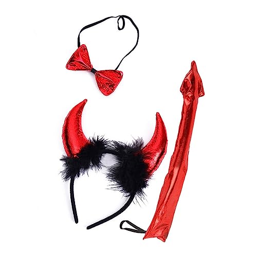 Yzdysg Kopfschmuck, Cartoon-Teufelshorn-Form, Haarreif mit Schwanz und Fliege, Set, Aufführungen, Haarhalter, Cosplay-Party, Werkzeuge für Jugendliche und Frauen von Yzdysg