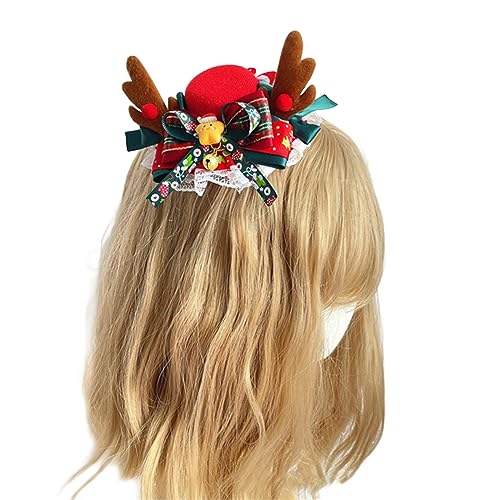 Yzdysg Kopfschmuck, Weihnachts-Lolitas-Haarspange mit Hut-/Hirsch-Verzierungen, handgefertigt, Lolitas, Haarschmuck für kleine Mädchen und Frauen von Yzdysg