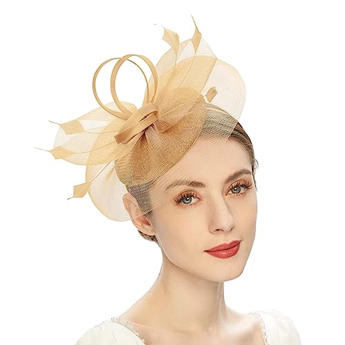 Yzdysg Kopfschmuck, eleganter Fascinator, Hut für Damen, Cocktail, Teeparty, Kopfbedeckung, exquisiter französischer Fascinator für Hochzeit von Yzdysg