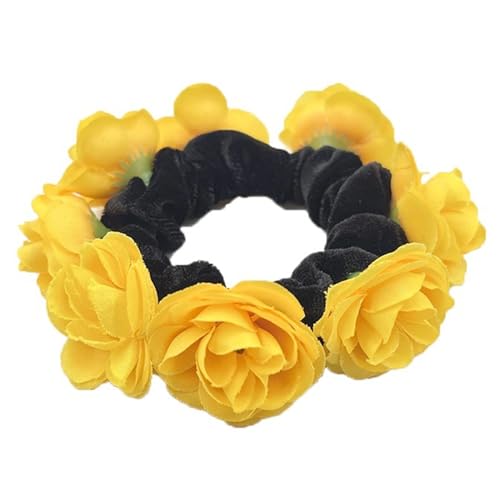 Yzdysg Kopfschmuck, große künstliche Blumen-Haargummis für Frauen, elastische Haargummis, Pferdeschwanz-Halter, modisches französisches Haarband von Yzdysg