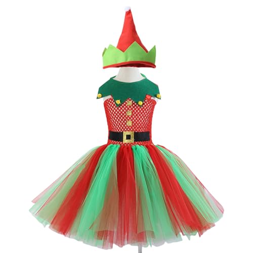 Yzdysg Weihnachtszwerg Kostüm Für Mädchen Mit Kleid Weihnachtsmütze (oder Stirnband) Weihnachtszwerg Outfit Für Mädchen Weihnachten von Yzdysg