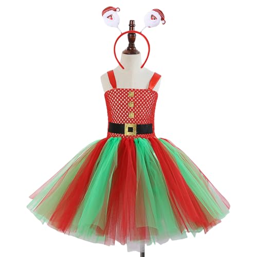 Yzdysg Weihnachtszwerg Kostüm Für Mädchen Mit Kleid Weihnachtsmütze (oder Stirnband) Weihnachtszwerg Outfit Für Mädchen Weihnachten von Yzdysg