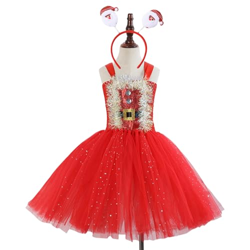 Yzdysg Weihnachtszwerg Kostüm Für Mädchen Mit Kleid Weihnachtsmütze (oder Stirnband) Weihnachtszwerg Outfit Für Mädchen Weihnachten von Yzdysg