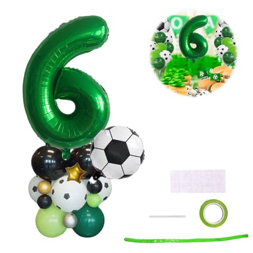 Fußball Luftballons 6 Geburtstag Dekorationen Nummer 6 Grün Fußball Riesenzahl Folienballon Dunkelgrün Nummer Ballon 6 Fußball Geburtstag Party Dekorationen für Fußballliebhaber Sport von YzmrBdqc