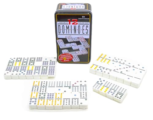 91 Stück Erwachsene Beruf groß XXL Box Dominospiel mit 12 Farben, 91 Spielsteine, Doppelpunkte, in Metallbox, große XXL-Box (Spiel 91, Domino) in Metallbox von Z1