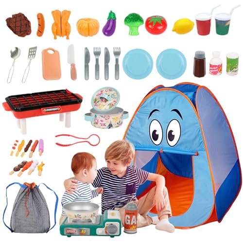 Kinder-Camping-Set, Camping-Spielzeug | Zelt-Spielset für Kleinkinder - Kinder-Camping-Set mit Zelt für Kleinkinder – Kinder-Camping-Spielzeug für Kinder mit Pop-up-Spielzelt, künstlichem Essen und To von ZAGARO