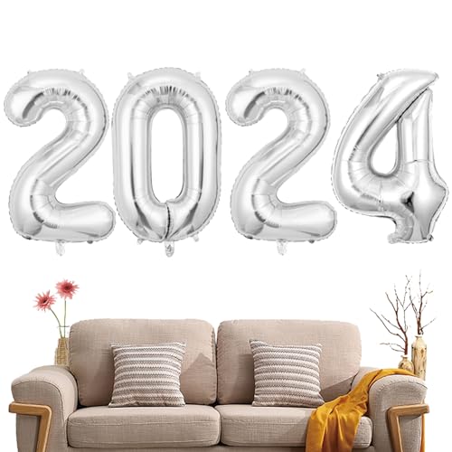 Silberne 2024 Luftballons,40 Zoll Folienballons - Ästhetische Riesen-Universal-Neujahrsballons 2024 für Festival-Partyzubehör Zagaro von ZAGARO