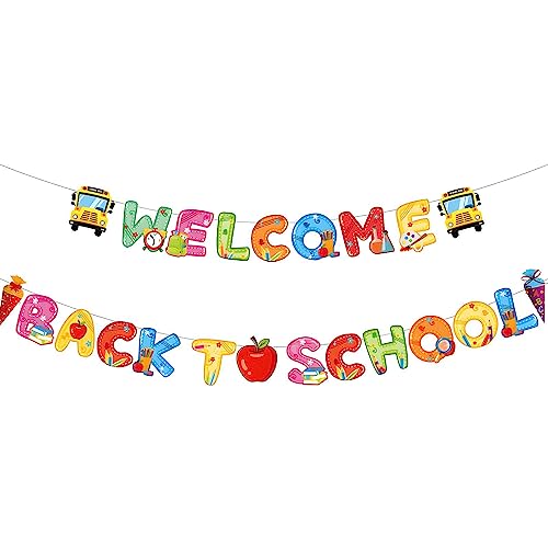 ZAGARO Back to School Cupcake Toppers | Flaggen zur Schuleröffnung,Schul-Hängewirbel-Partydekoration, Schulanfang, Klassenzimmer-Hängedekoration für Versammlungen von ZAGARO