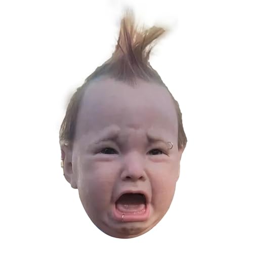 ZAGARO Gruselige und urkomische Latex-Kopfmaske, realistisches weinendes Punk-Baby, neuartige Halloween-Kostümparty, Latex-Kopfbedeckung, lösbare menschliche Maske von ZAGARO