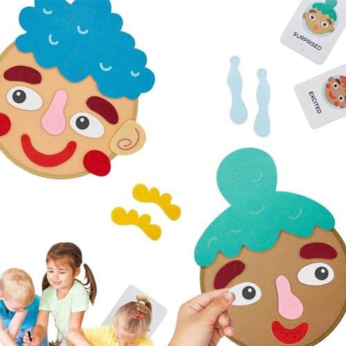 ZAGARO Lustige Gesichter-Spiele, Grimassen-Spielzeug, Soziale emotionale Grimassen Machen Kit, Emotional Education Filz-Emoticon-Set für draußen, zu Hause, in der Schule, im Park und im Auto von ZAGARO