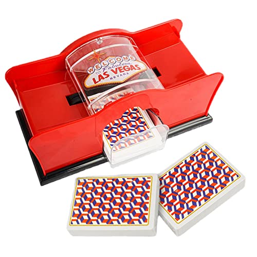 ZAGARO Manueller Kartenmischer für 2 Decks mit Handkurbel, einfache Kartenmischmaschine für Pokerspiele, Blackjack, Rommé und Kartenspiele, tragbarer Kartenmischer mit Handkurbel von ZAGARO