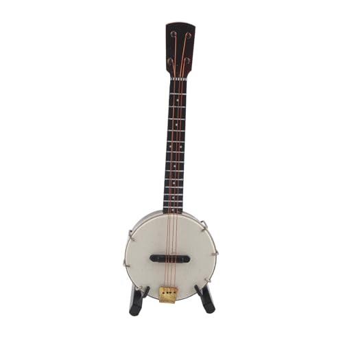 Banjos, Miniatur-Banjo-Modell, Lebensecht, Glattere Oberflächen, Puppenhaus-Zubehör, Musikinstrumente für Erwachsene, mit Halterung, Aufbewahrungsbox für Geschenke, Spielzeug, von ZAICOLER