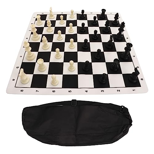 Magnetisches Schach-Set, Tragbares Schach-Dame-Set, Schach-Set mit Reißverschluss-Rückentasche, Tragbares Schwarz-weißes Schachbrett-Set aus Kunstleder, Schach-Sets für von ZAICOLER